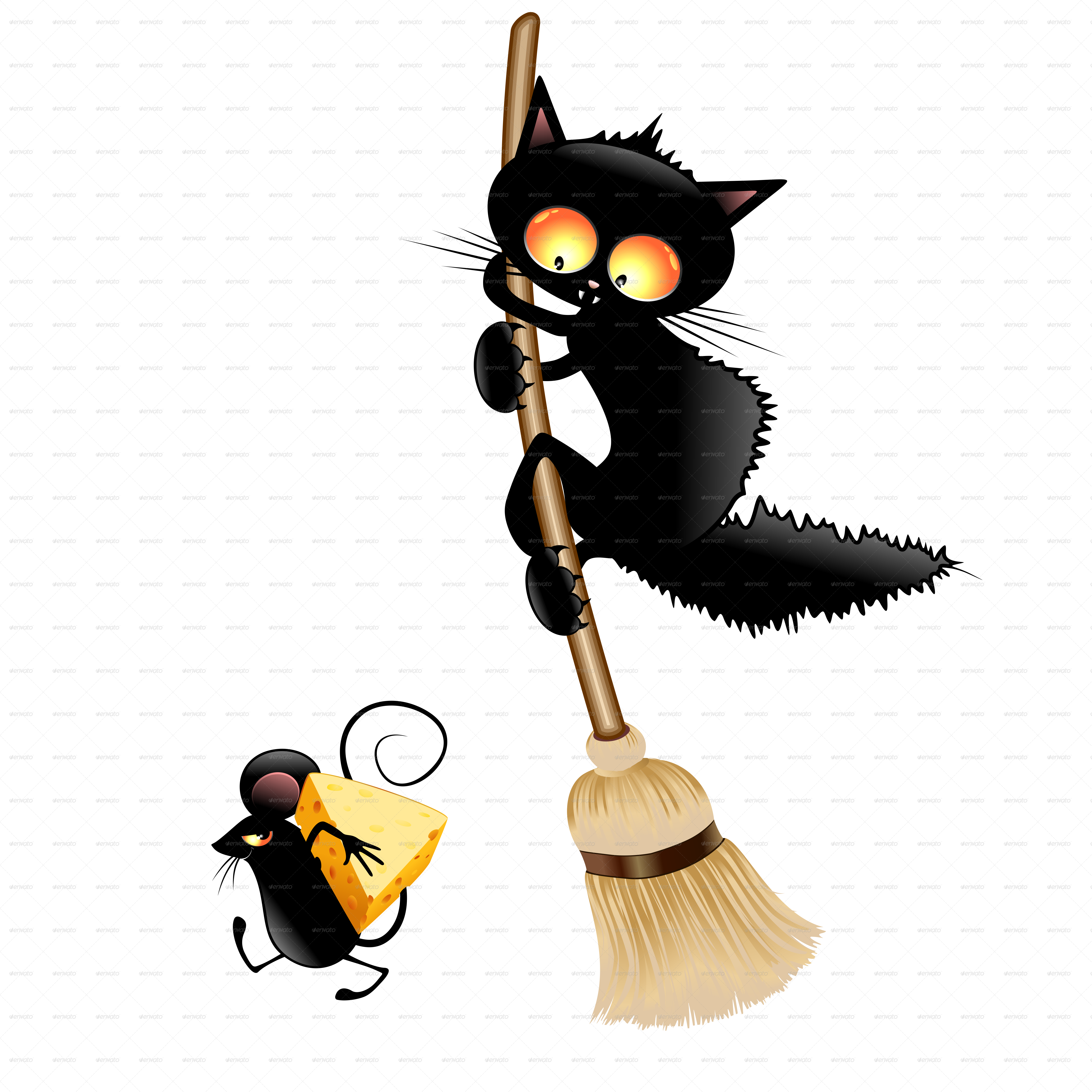 Cat Cartoon Scared by Little Mouse by Bluedarkat GraphicRiver